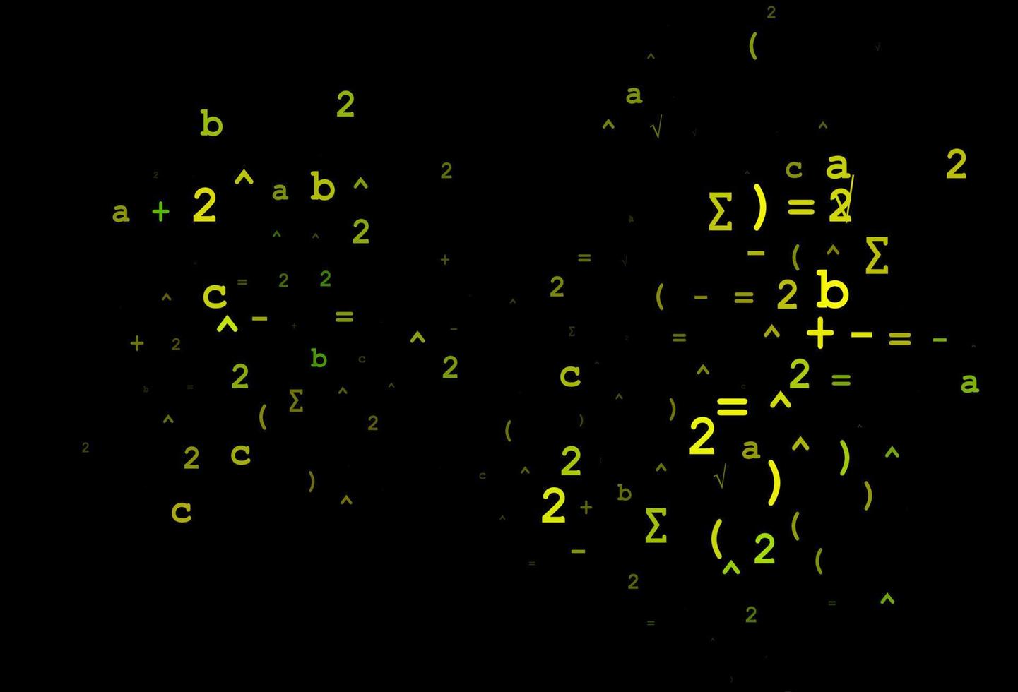 couverture de vecteur vert foncé, jaune avec des éléments mathématiques.