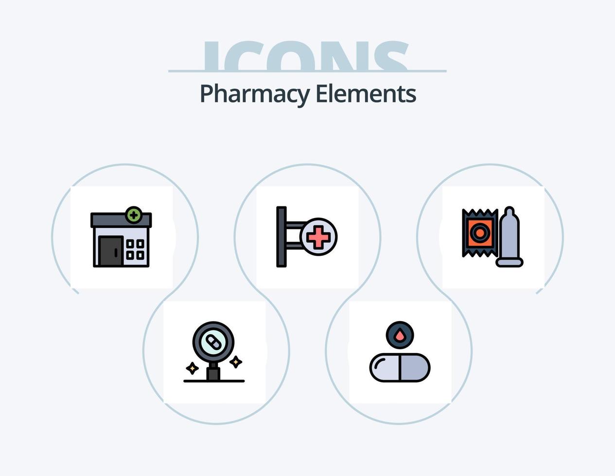 pack d'icônes remplies de ligne d'éléments de pharmacie 5 conception d'icônes. pilules. médical . tablette. santé . bouteille vecteur
