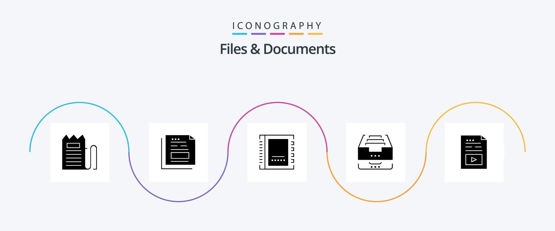 fichiers et documents pack d'icônes glyphe 5, y compris les données. archive. facture. liste. contact vecteur