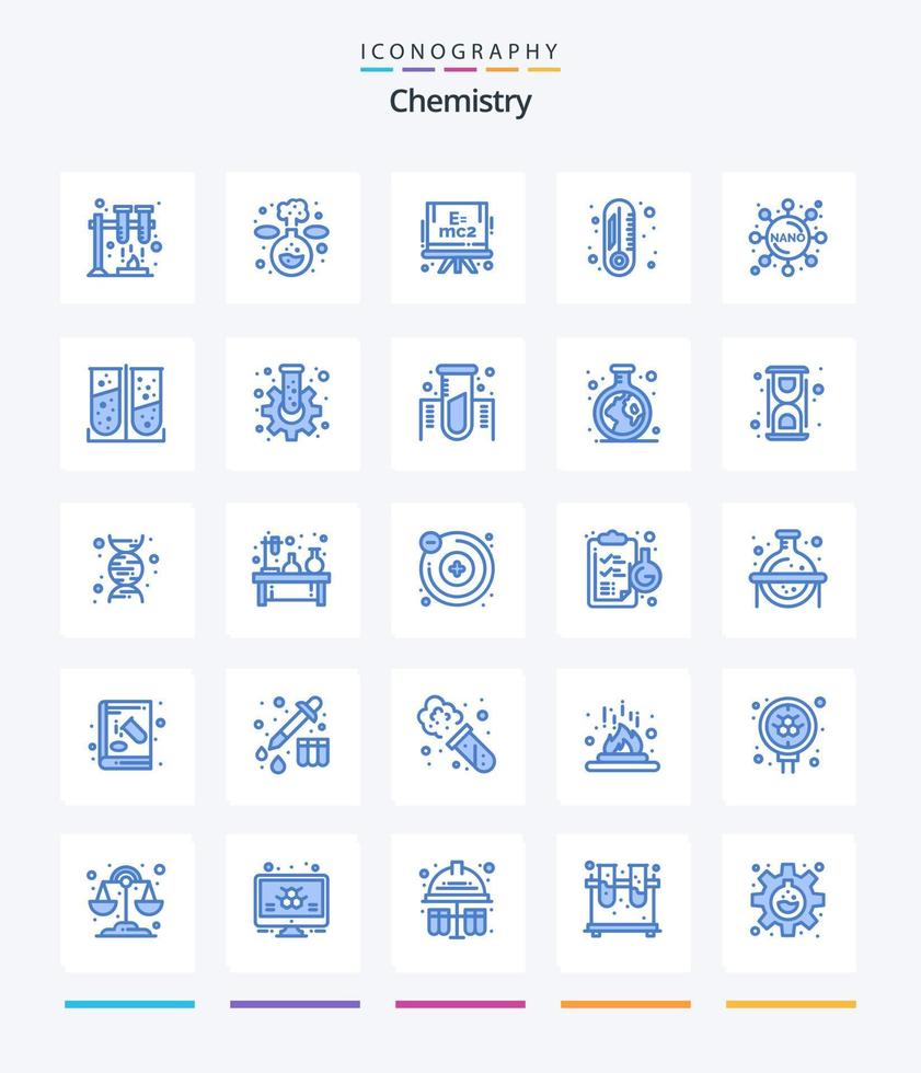 pack d'icônes bleu chimie créative 25 tel qu'un test de laboratoire. appareil. science. formule. chimie vecteur