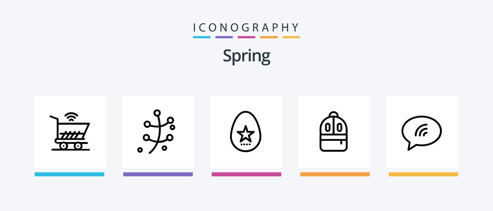 pack d'icônes spring line 5 comprenant un vélo. printemps. sac. des sports. badminton. conception d'icônes créatives vecteur