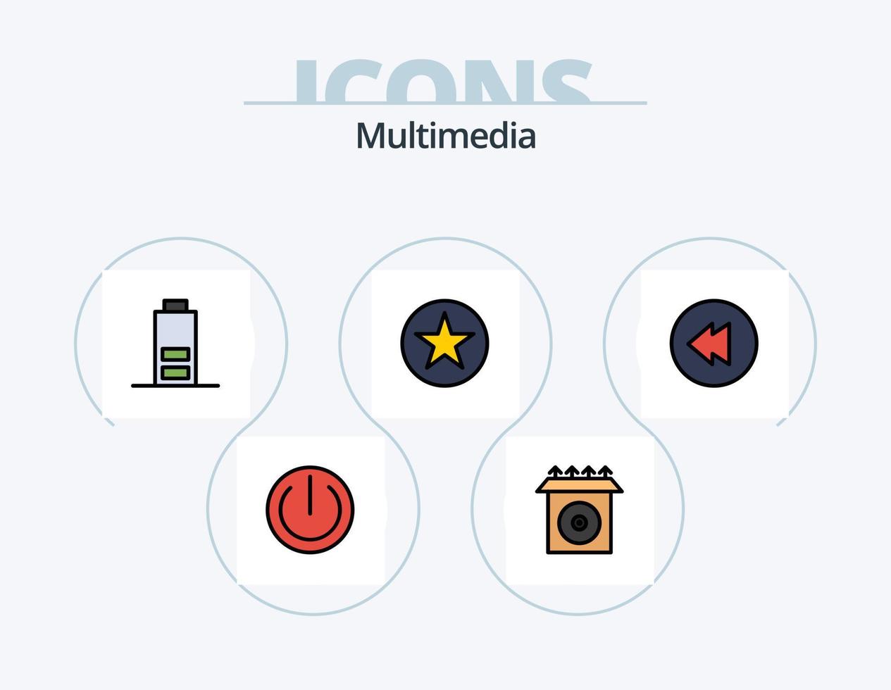 pack d'icônes rempli de ligne multimédia 5 conception d'icônes. . multimédia. avertissement vecteur