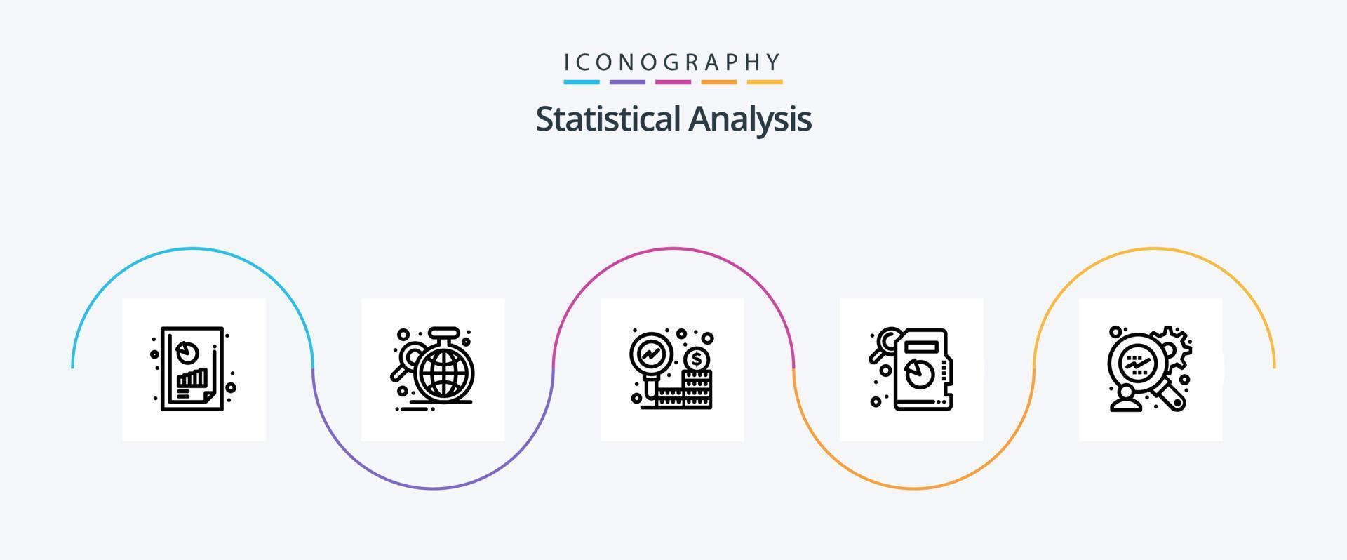 ligne d'analyse statistique 5 pack d'icônes comprenant. recherche sur les consommateurs. statistique. analyses statistiques. recherche vecteur