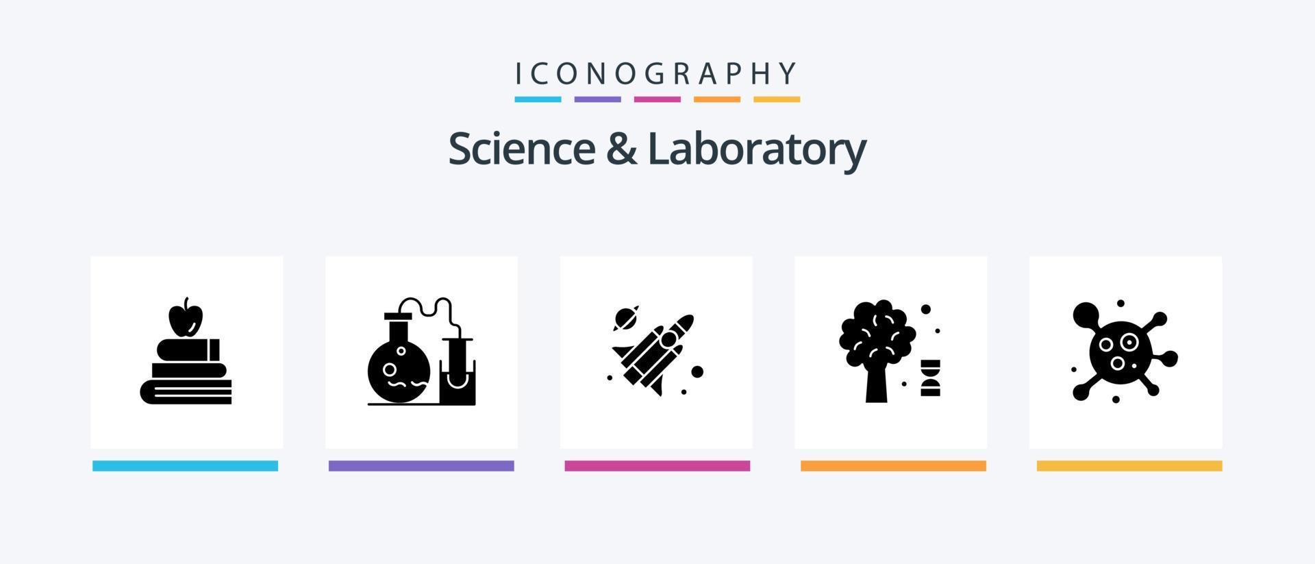 pack d'icônes de glyphe scientifique 5, y compris la science. atome. voler. arbre. ADN. conception d'icônes créatives vecteur