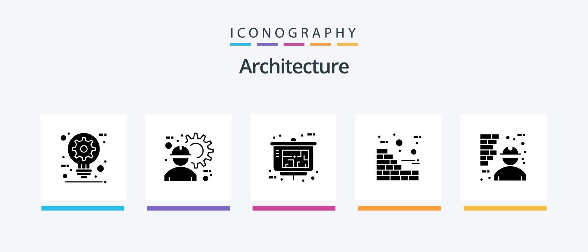 pack d'icônes de glyphe d'architecture 5 comprenant l'architecture. construction. travail. briques. présentation de la propriété. conception d'icônes créatives vecteur