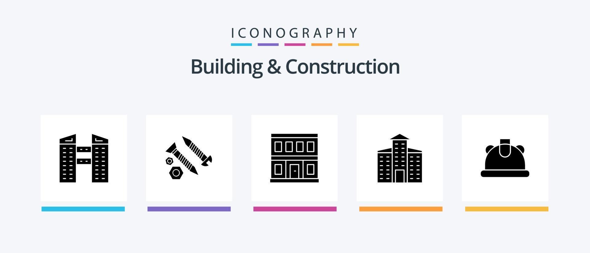 pack d'icônes de glyphe de construction et de construction 5 comprenant un casque. bâtiment. construction. construction. bâtiment. conception d'icônes créatives vecteur