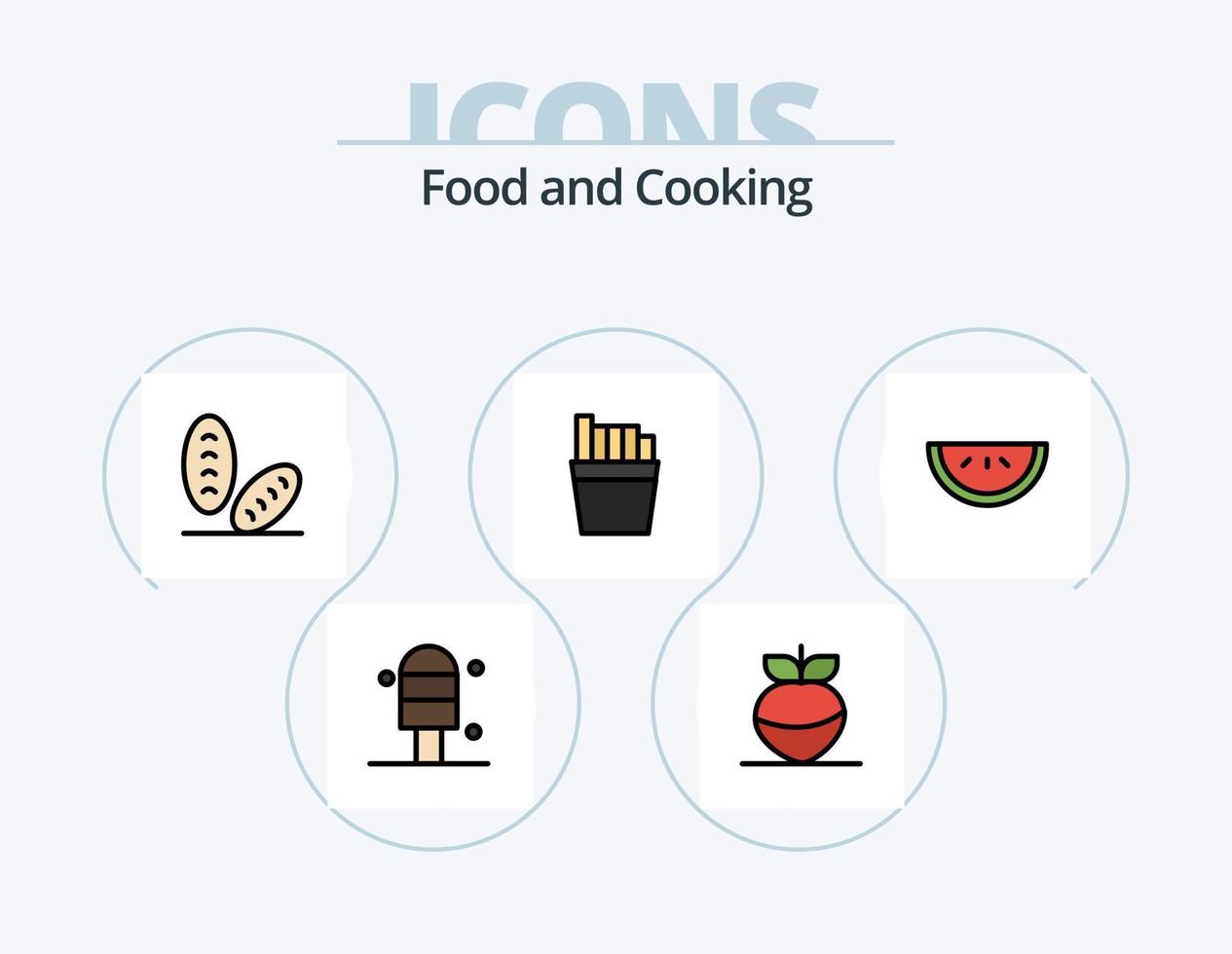 pack d'icônes remplies de ligne alimentaire 5 conception d'icônes. . petit-déjeuner. vecteur