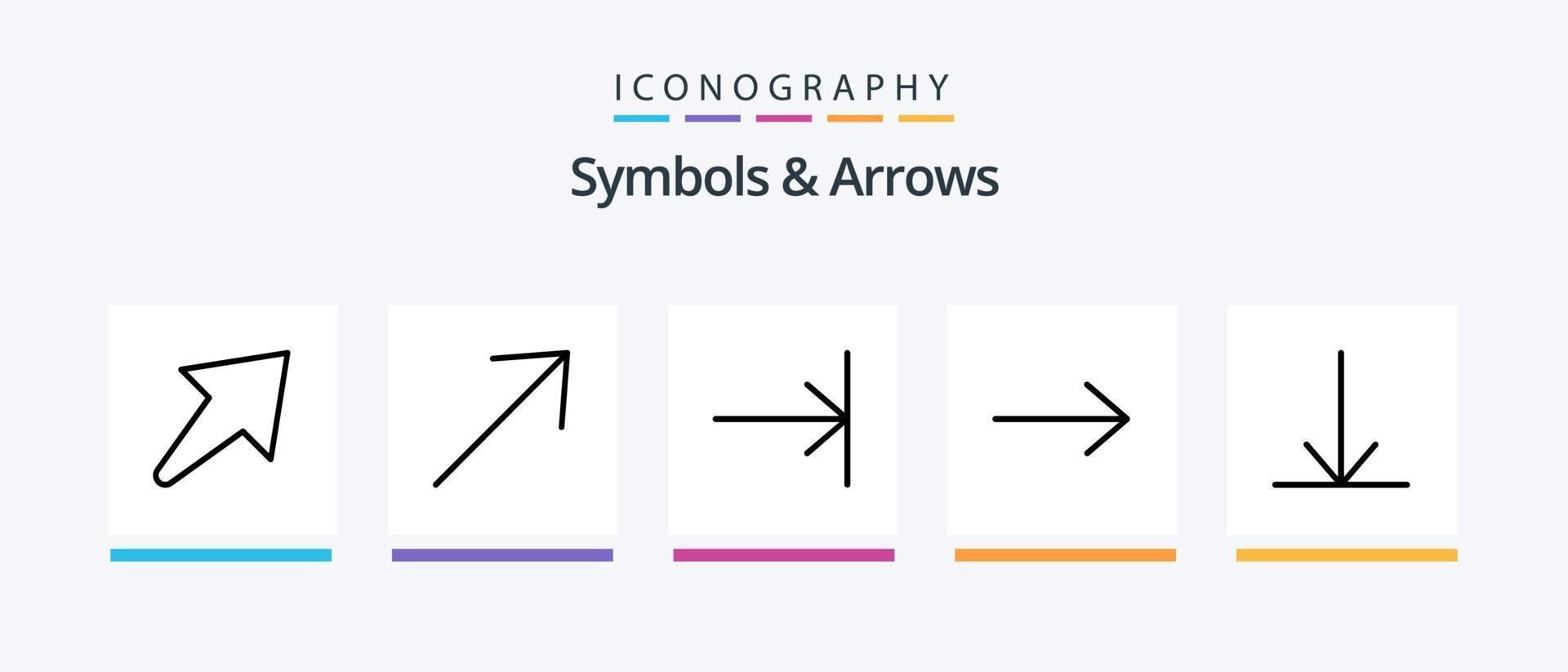 symboles et flèches ligne 5 pack d'icônes comprenant. bas. gauche. flèche. conception d'icônes créatives vecteur
