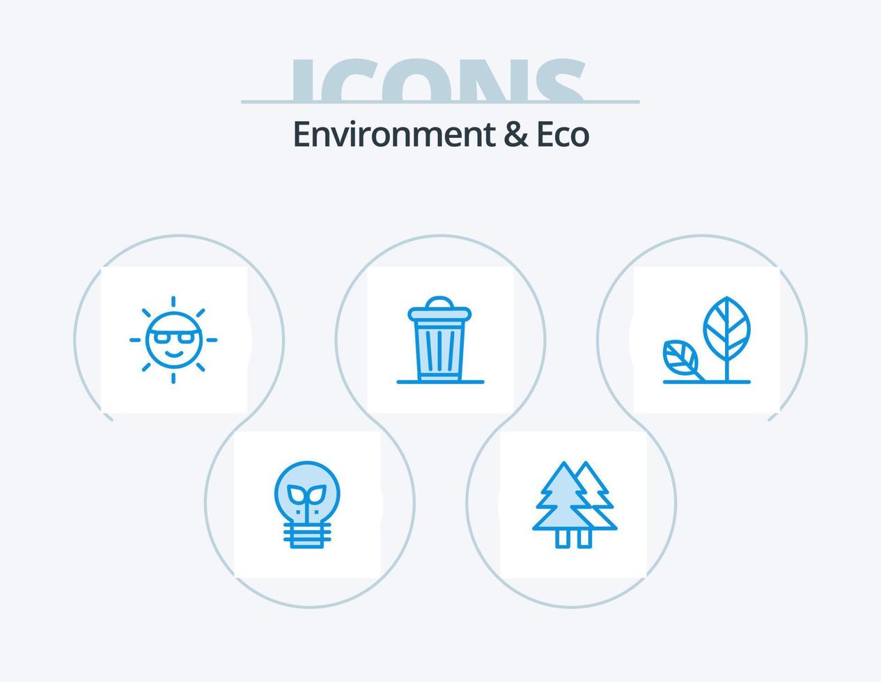 environnement et eco blue icon pack 5 icon design. arbre. usine. joyeux. environnement. nature vecteur