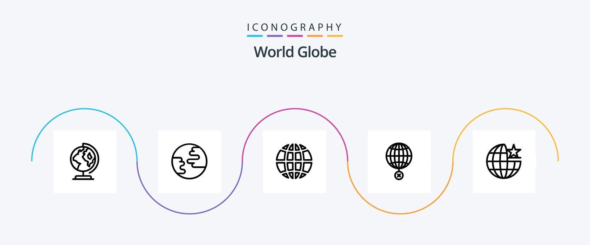 pack d'icônes globe line 5 comprenant globe. croos. mondial. l'Internet. mondial vecteur