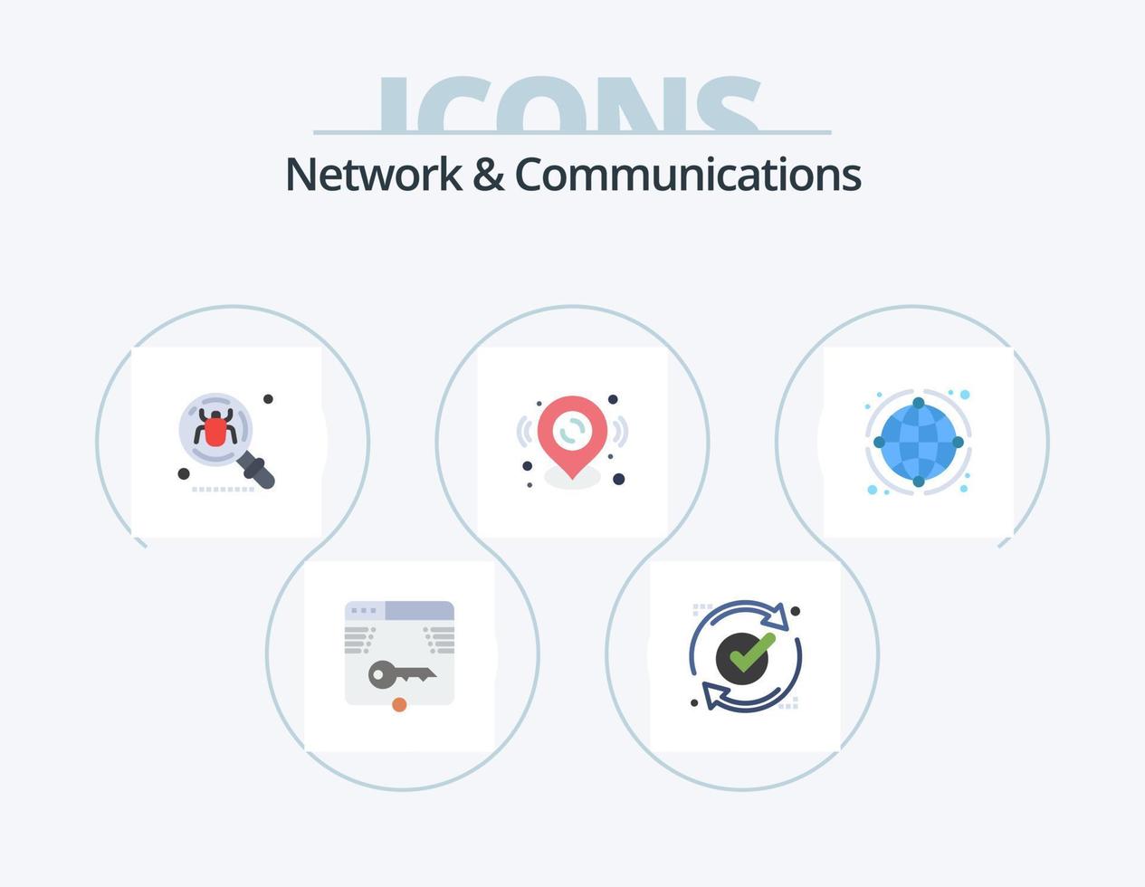 réseau et communications icône plate pack 5 conception d'icônes. emplacement. broche. recharger. recherche. trouver vecteur