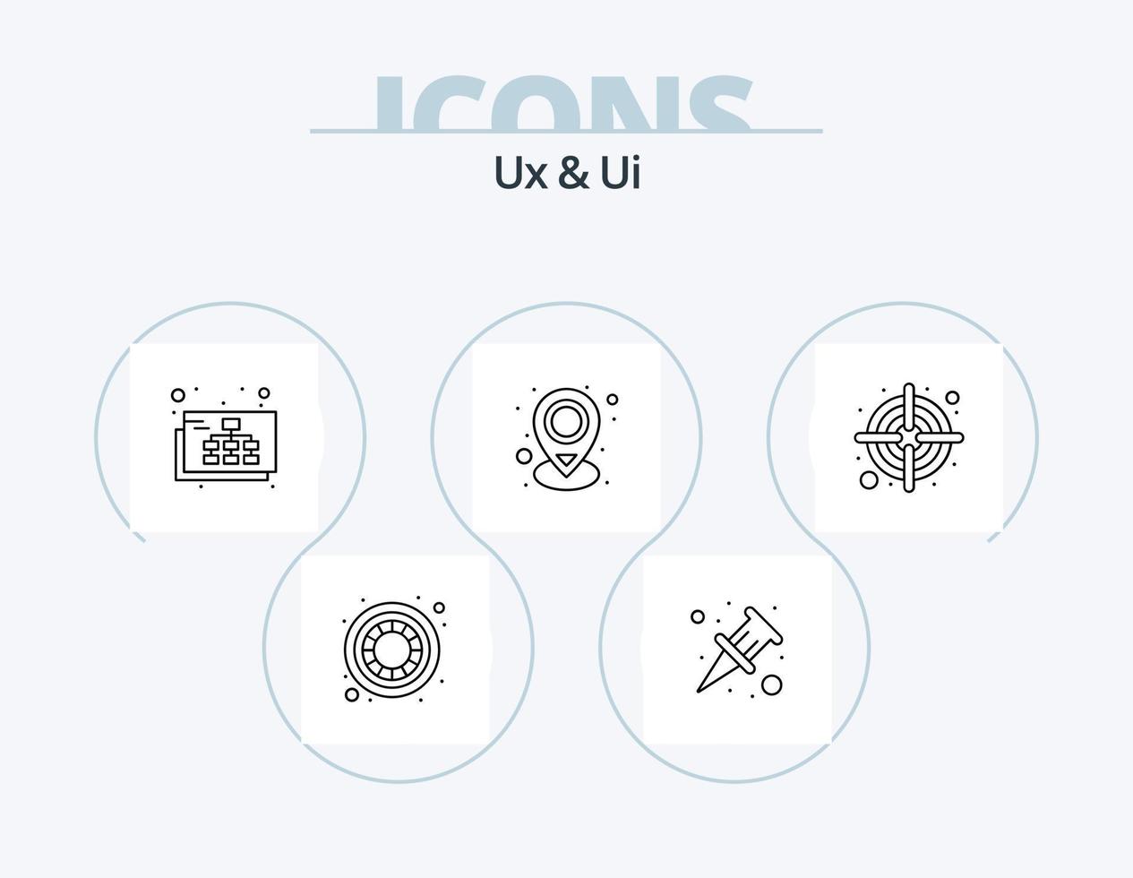 pack d'icônes de ligne ux et ui 5 conception d'icônes. développement. étoile. fléchettes. recommander. préféré comme vecteur