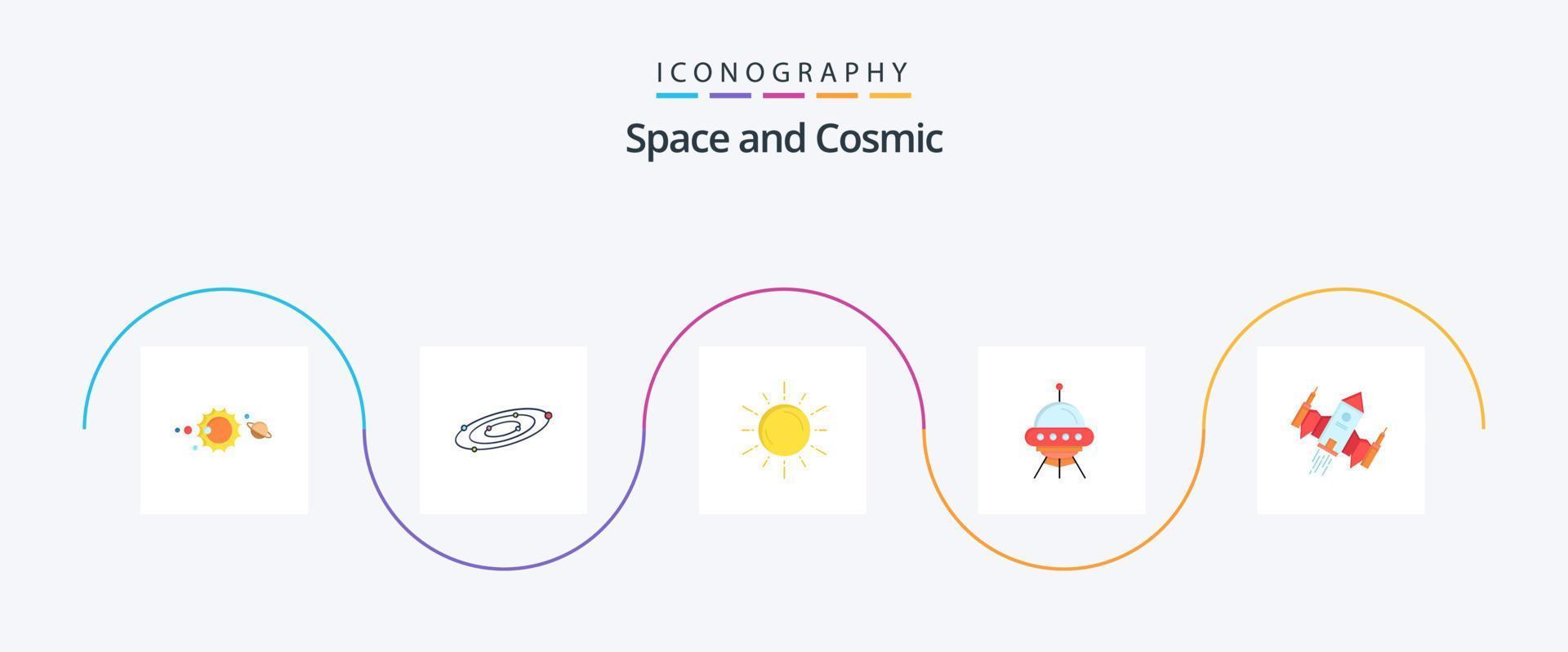 pack d'icônes space flat 5, y compris le navire. vaisseau spatial. système. temps. planète vecteur