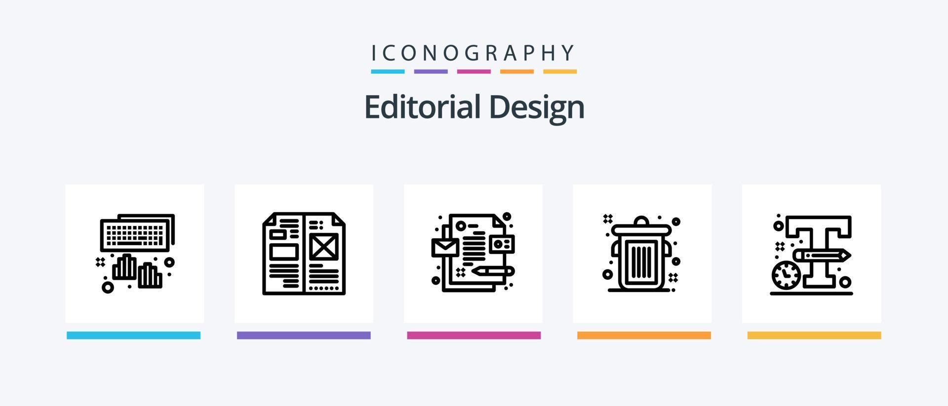 ligne de conception éditoriale 5 pack d'icônes comprenant une image. image. Schéma de couleur. crayon. document. conception d'icônes créatives vecteur