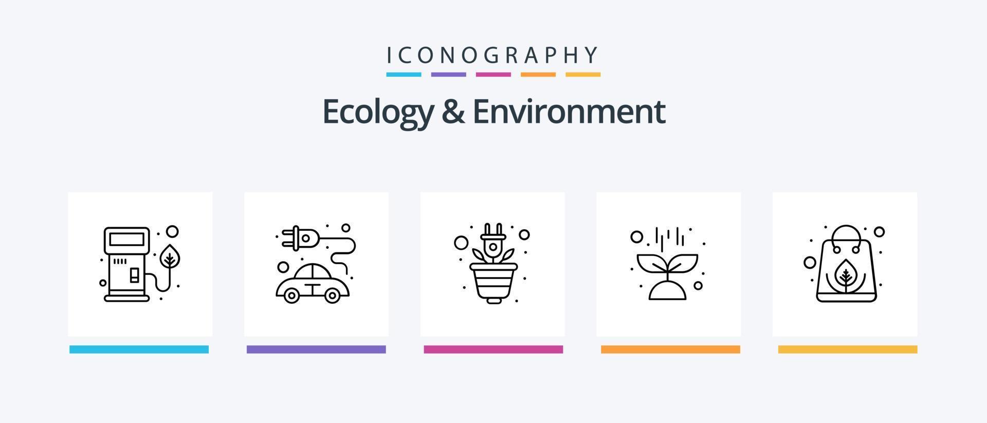 pack d'icônes écologie et environnement ligne 5, y compris plante. soleil. buse. usine. croissance. conception d'icônes créatives vecteur