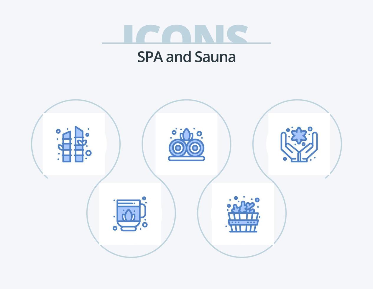 pack d'icônes bleu sauna 5 conception d'icônes. . . sauna. fleur. main vecteur