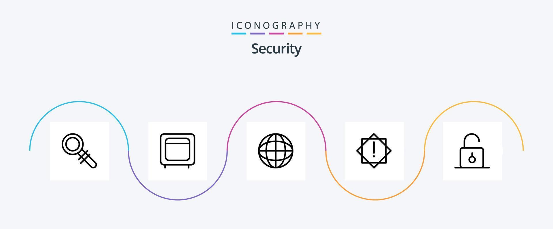 pack d'icônes de la ligne de sécurité 5, y compris la sécurité. cadenas. mondial. serrure. virus vecteur