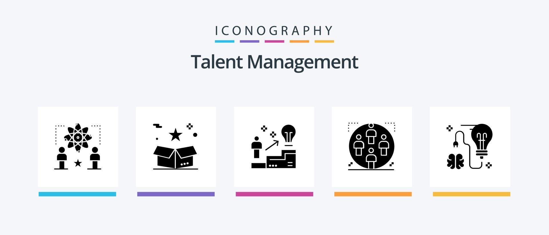 pack d'icônes glyphe 5 de gestion des talents, y compris le groupe. utilisateur. emballer. solution. utilisateur. conception d'icônes créatives vecteur