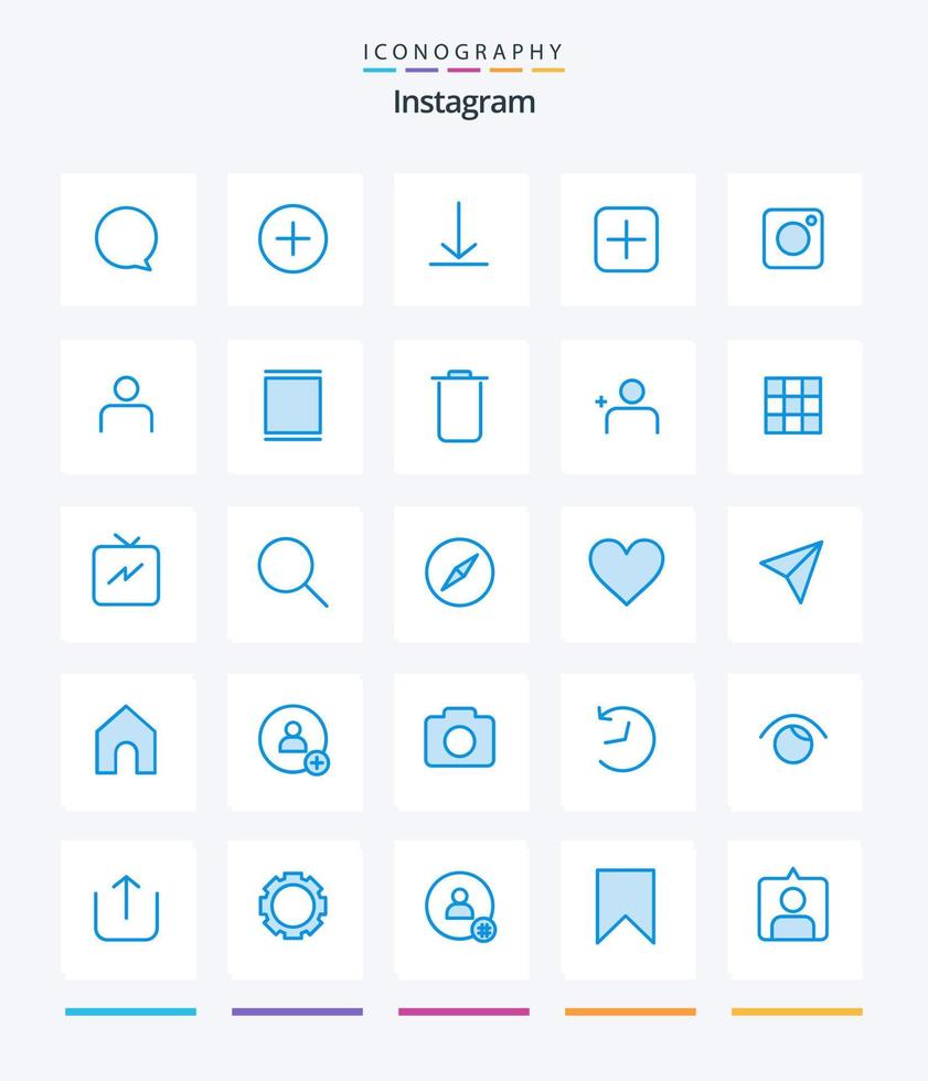 pack d'icônes bleu créatif instagram 25 tel qu'instagram. photo. Twitter. Instagram. télécharger vecteur