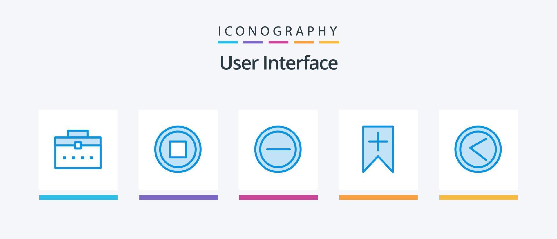 pack d'icônes bleues de l'interface utilisateur 5, y compris l'utilisateur. interface. moins. flèche. interface. conception d'icônes créatives vecteur