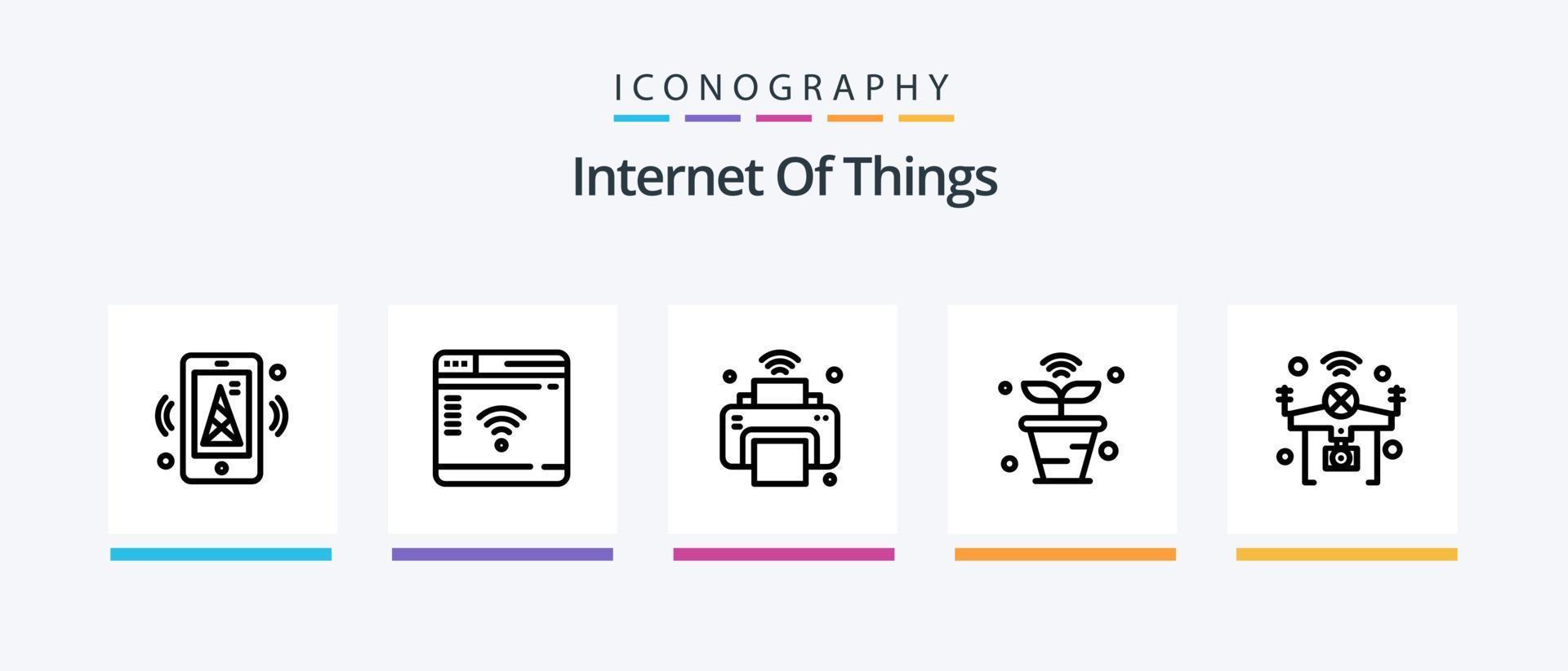 Pack d'icônes Internet des objets ligne 5, y compris le wifi. internet des objets. ordinateur portable. l'Internet. Wifi. conception d'icônes créatives vecteur