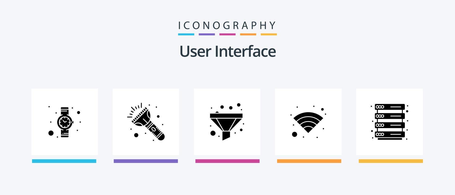 interface utilisateur glyphe 5 pack d'icônes comprenant. trier. serveur. hébergement. conception d'icônes créatives vecteur