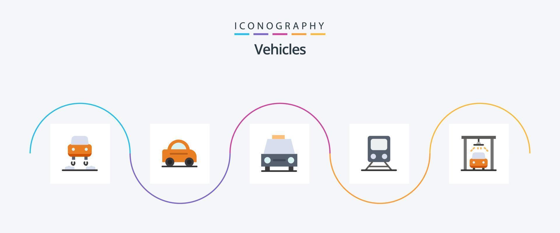 pack d'icônes plat 5 véhicules, y compris le service. voyage. circulation. transport. chemin de fer vecteur