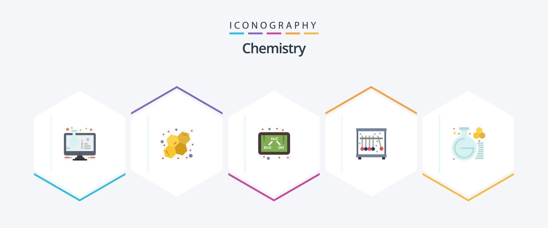 pack d'icônes plates chimie 25, y compris laboratoire. chimie. chimie. science. la physique vecteur