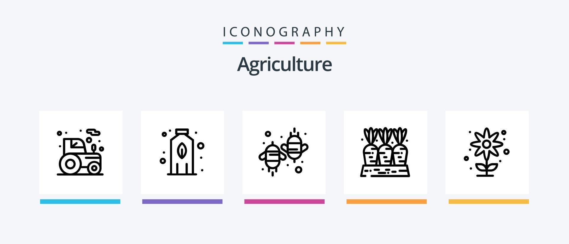pack d'icônes de la ligne 5 de l'agriculture, y compris la plante. la paille de blé. croissance. paille. agriculture. conception d'icônes créatives vecteur