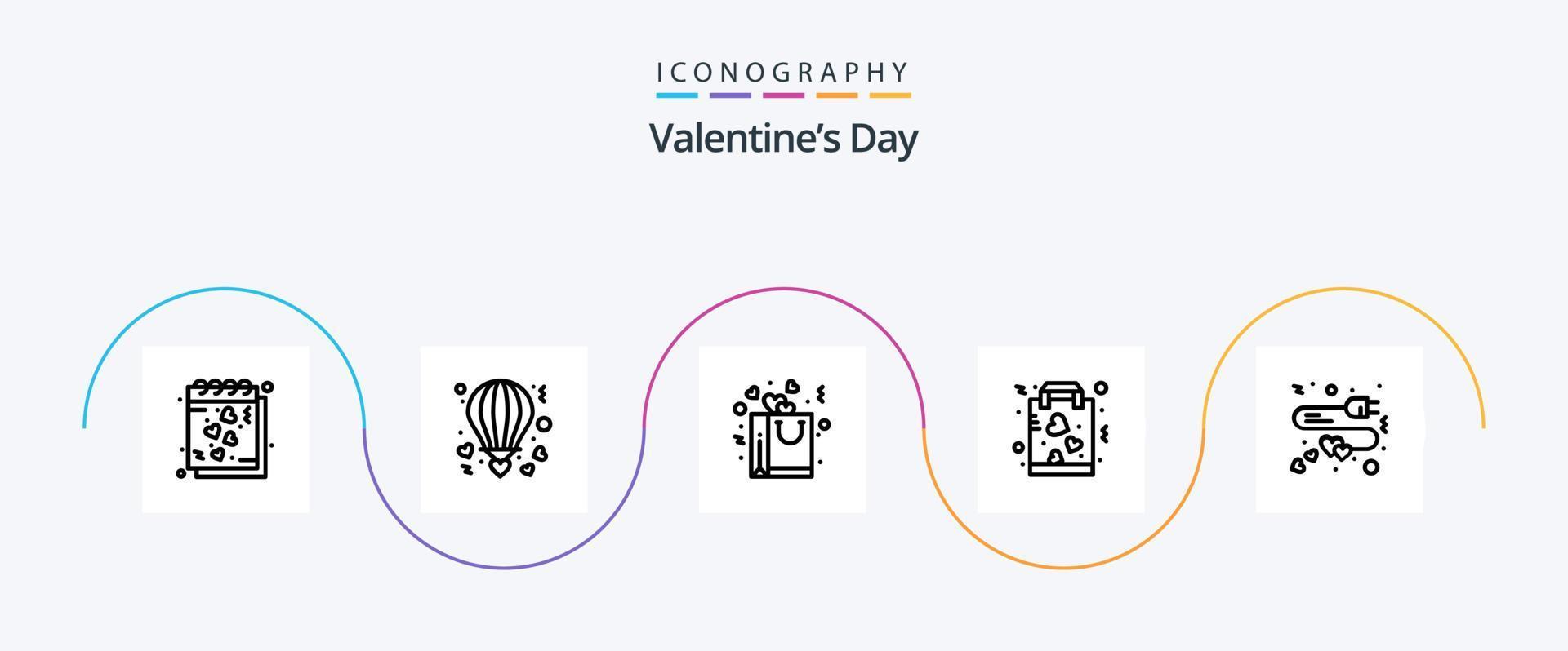 pack d'icônes de la ligne 5 de la saint-valentin, y compris le papier. préféré. aimer. acheter. aimer vecteur