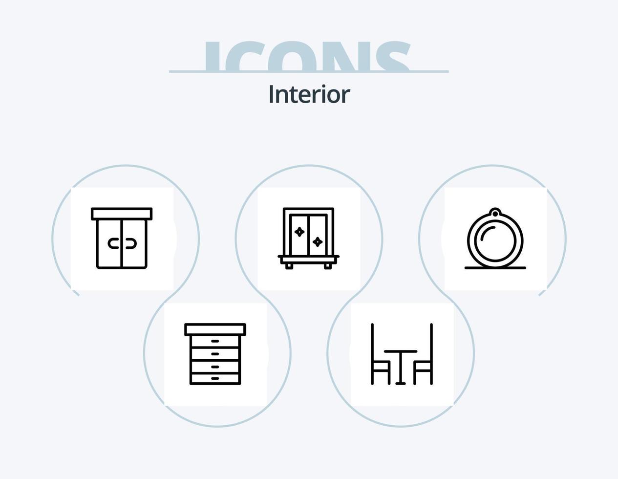 pack d'icônes de ligne intérieure 5 conception d'icônes. . miroir. meubles. armoire. meubles vecteur