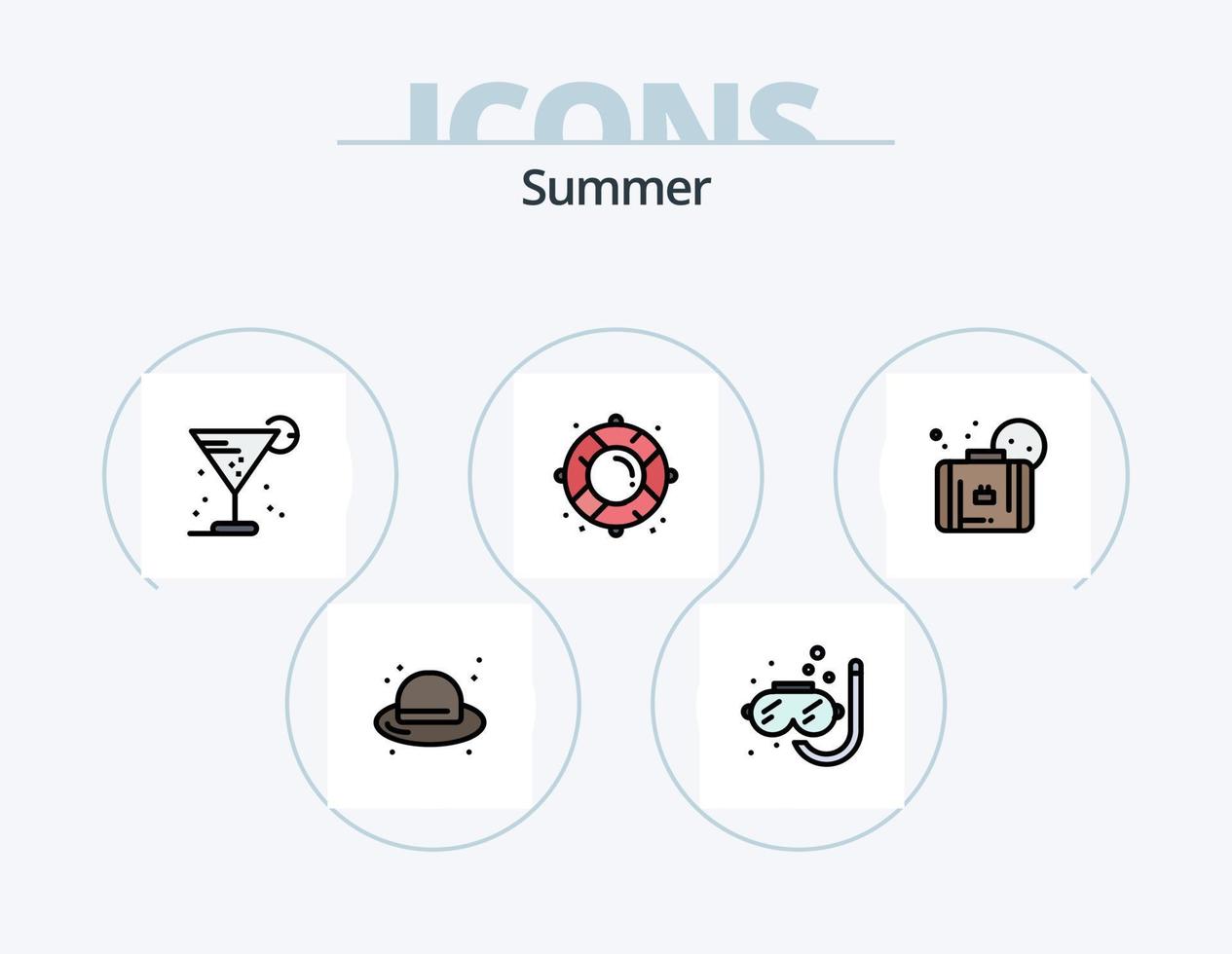 pack d'icônes remplies de ligne d'été 5 conception d'icônes. sac. planète. boussole. international. Terre vecteur