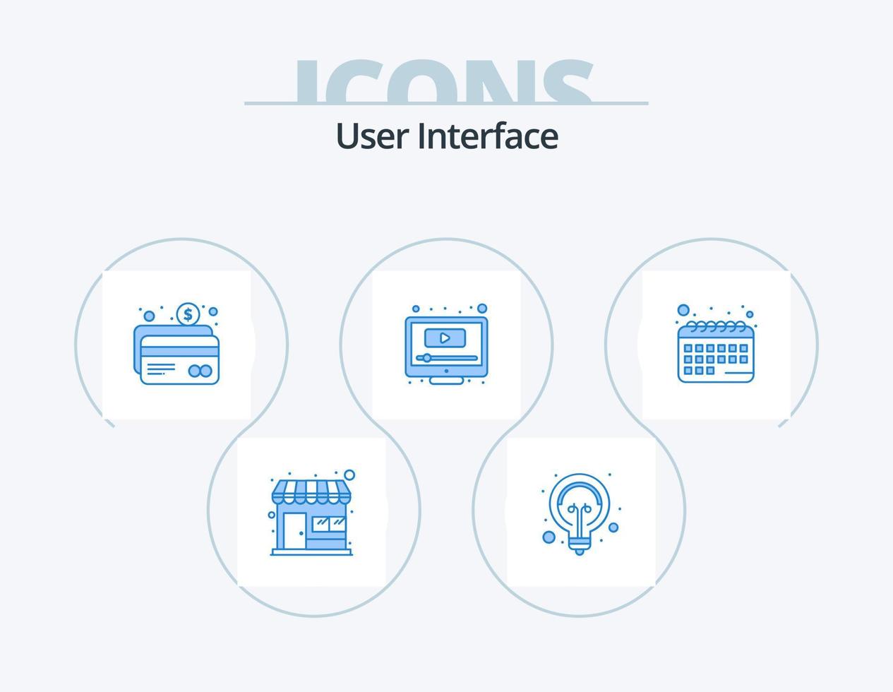 interface utilisateur pack d'icônes bleues 5 conception d'icônes. calendrier. Youtube. au m. filtrer. ordinateur vecteur