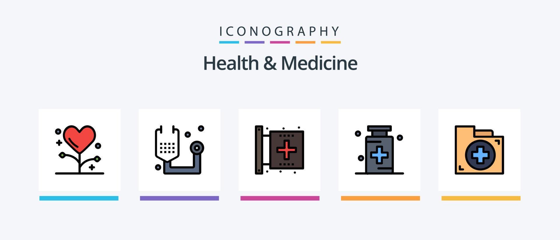 ligne de santé et de médecine remplie de 5 icônes, y compris la santé. cardiogramme. médical. santé. aptitude. conception d'icônes créatives vecteur