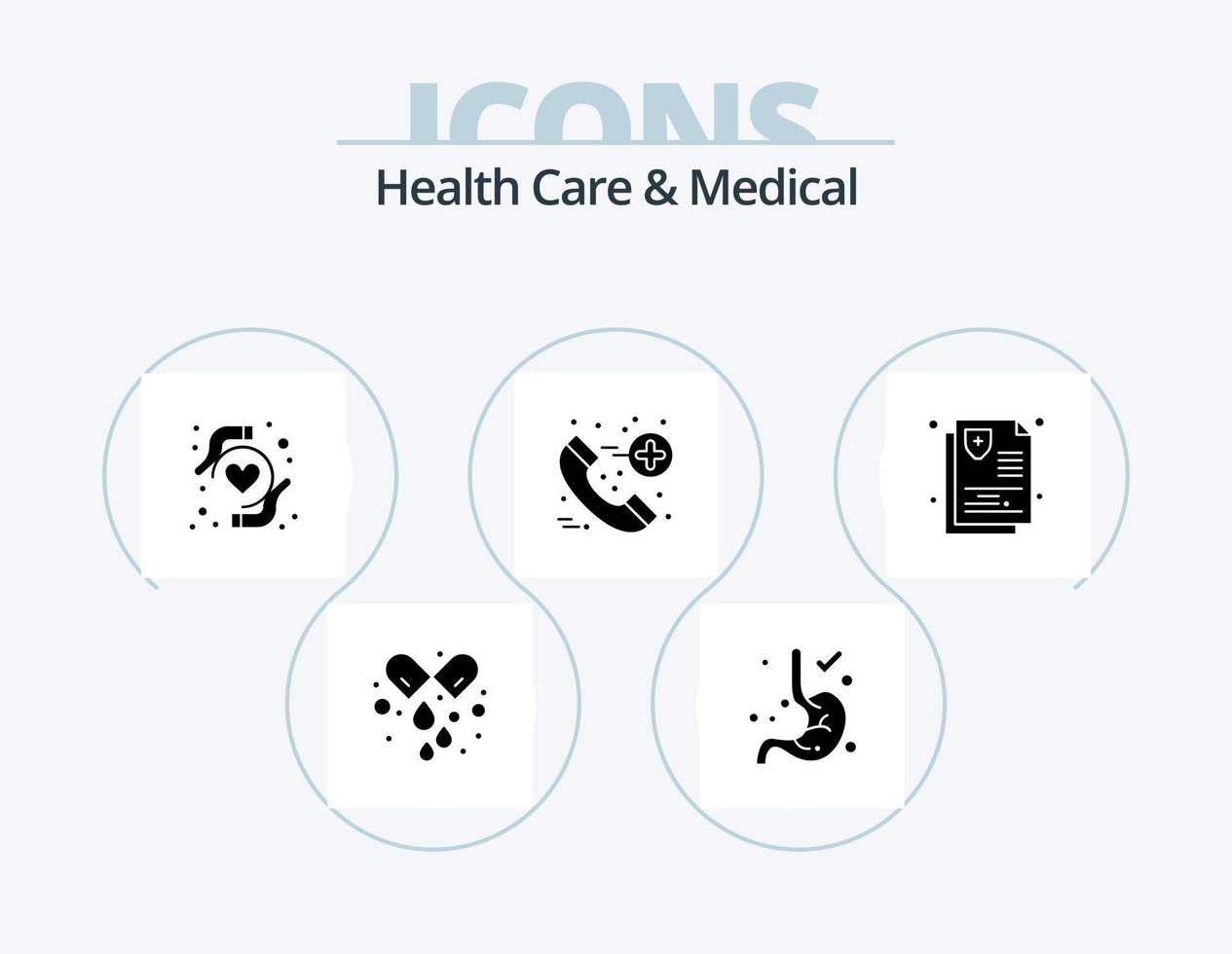 pack d'icônes de soins de santé et de glyphes médicaux 5 conception d'icônes. . assurance. santé cardiaque. santé. soins de santé vecteur