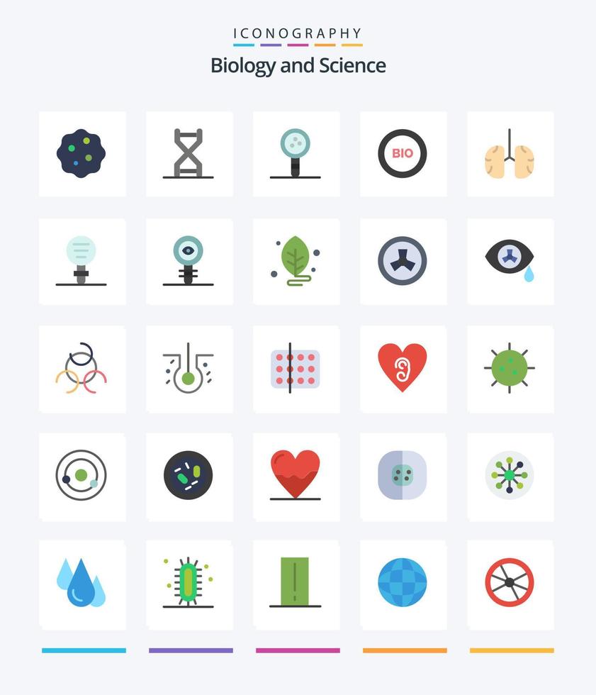 pack d'icônes plates de biologie créative 25 telles que l'énergie. écologie. la génétique. bio. laboratoire vecteur