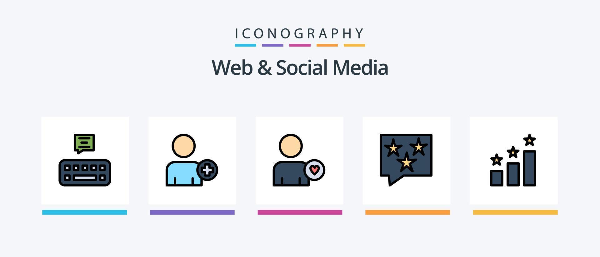 pack de 5 icônes remplies de ligne Web et de médias sociaux, y compris la vidéo. caméra . téléphone. conception d'icônes créatives vecteur