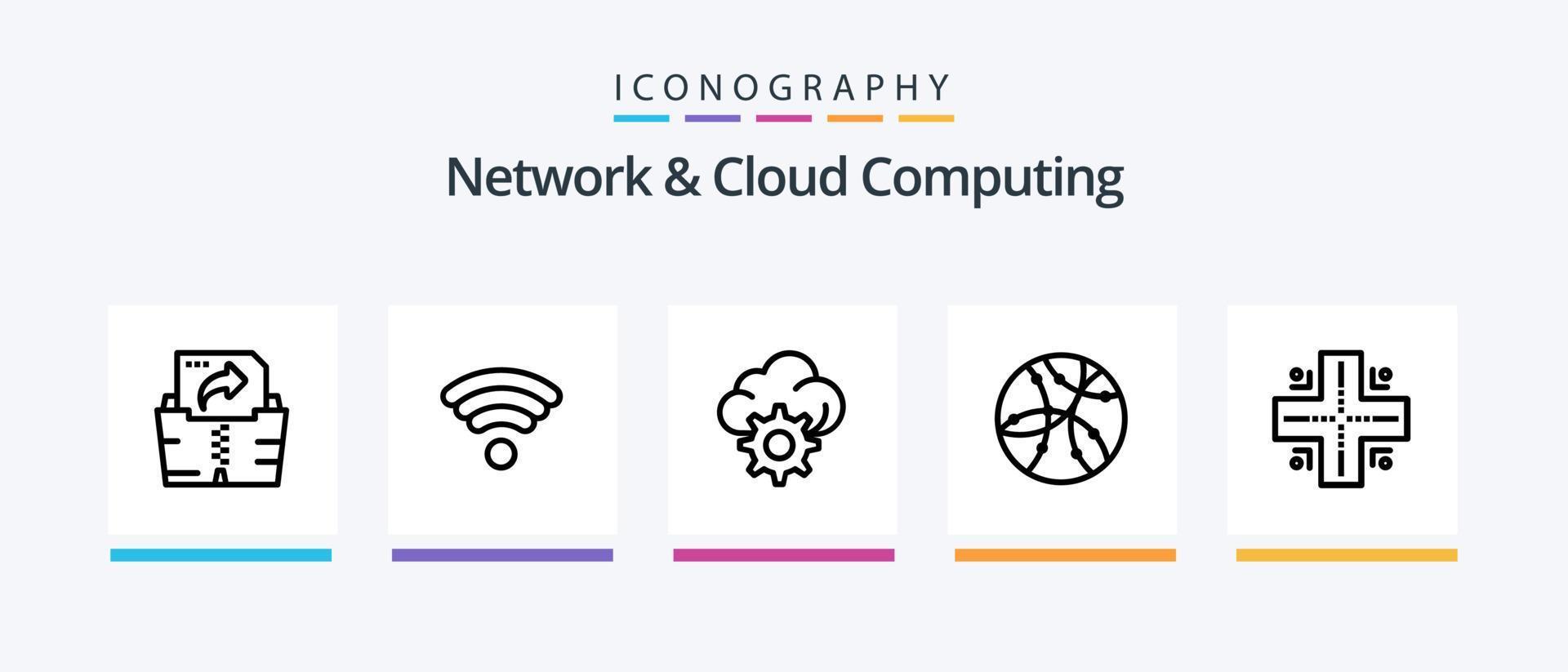 pack d'icônes ligne 5 de réseau et de cloud computing, y compris le stockage. données. électronique. l'informatique. réseau. conception d'icônes créatives vecteur