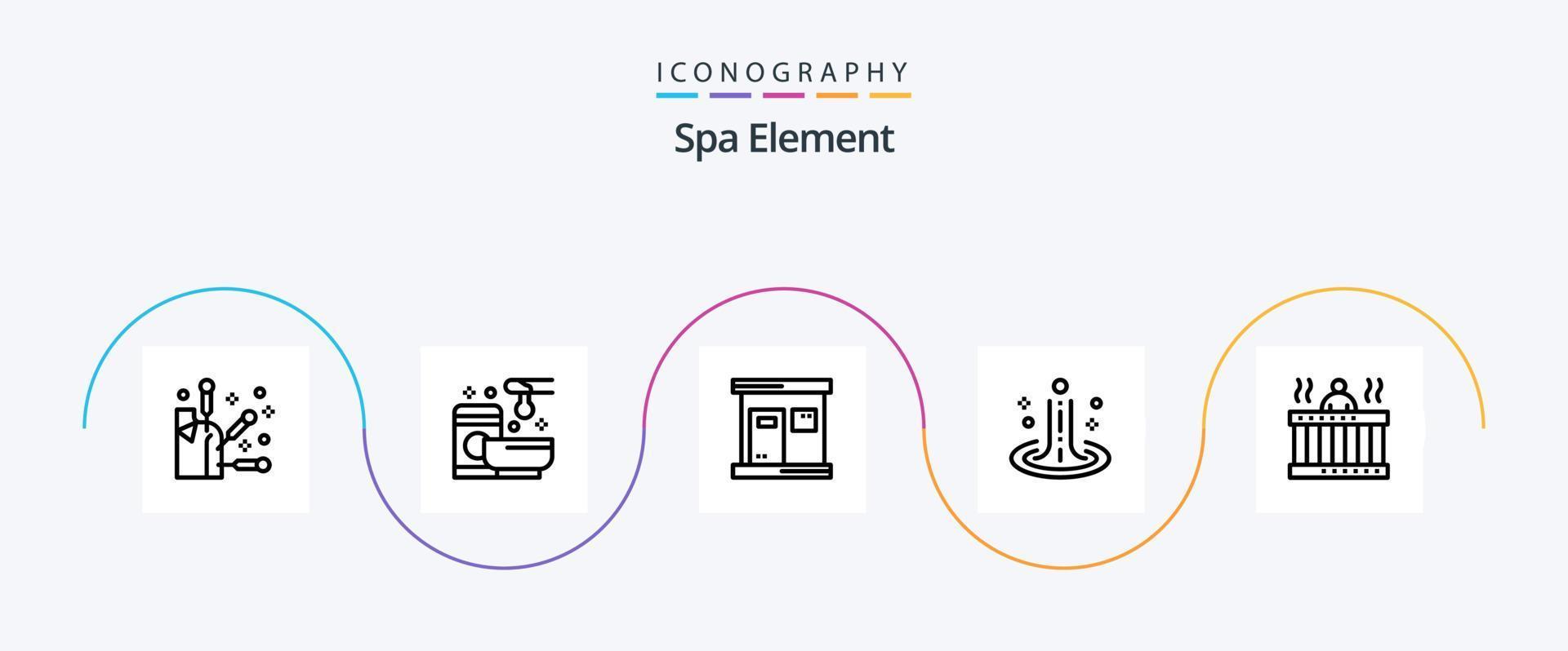 pack d'icônes de la ligne 5 de l'élément spa, y compris le massage. eau. chaud. spa. effet vecteur