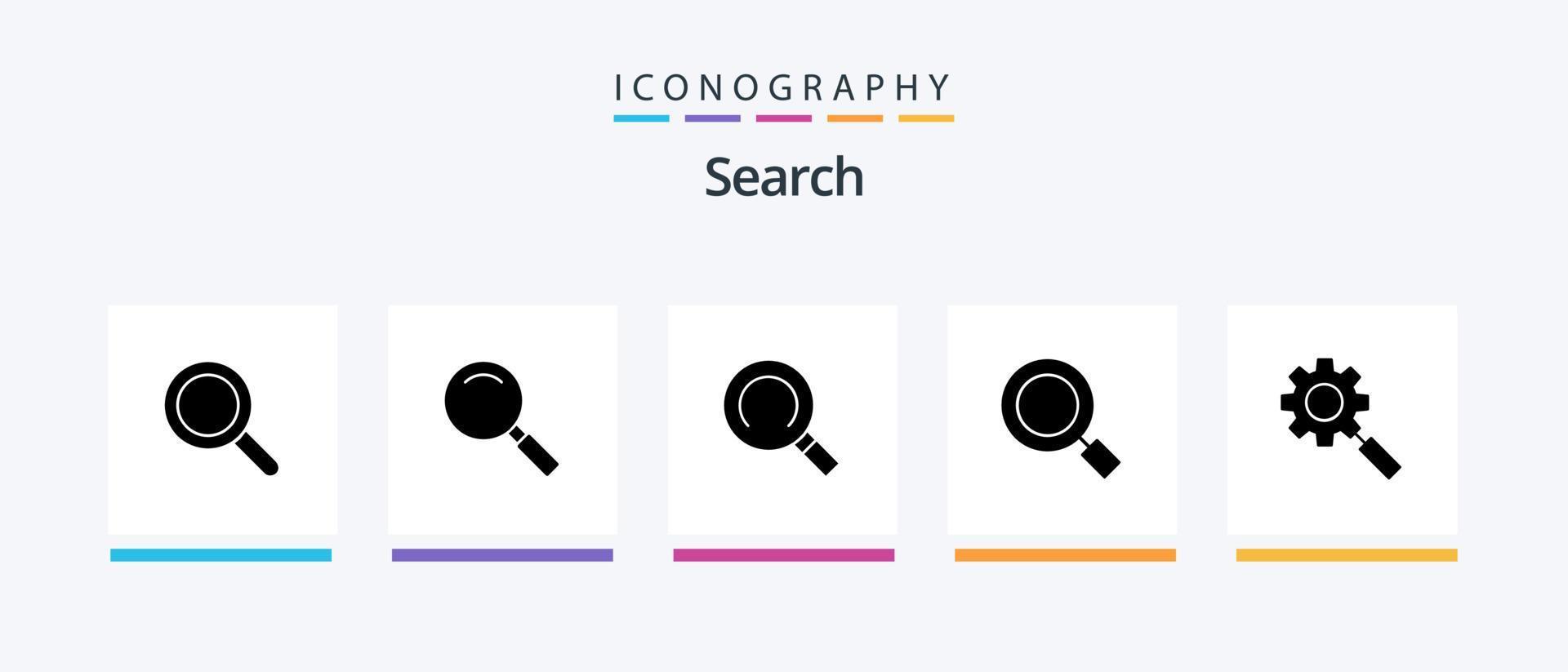 pack d'icônes de glyphe de recherche 5 comprenant. loupe. paramètre. recherche. conception d'icônes créatives vecteur