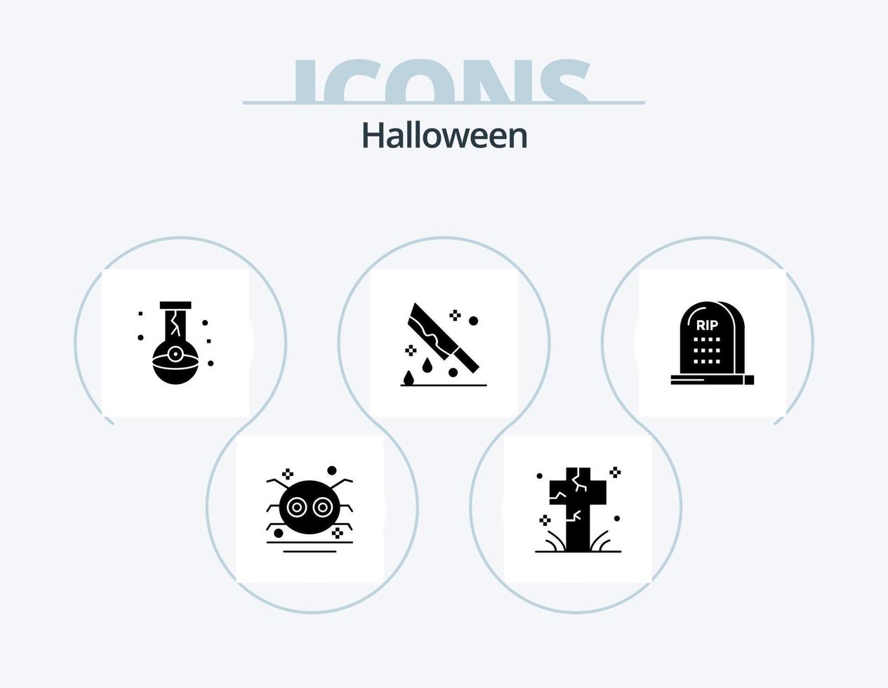 pack d'icônes glyphe halloween 5 conception d'icônes. horreur. sang. grave. la magie. ballon vecteur