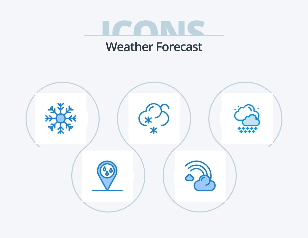 pack d'icônes bleu météo 5 conception d'icônes. pluie. temps. froid. neige. hiver vecteur
