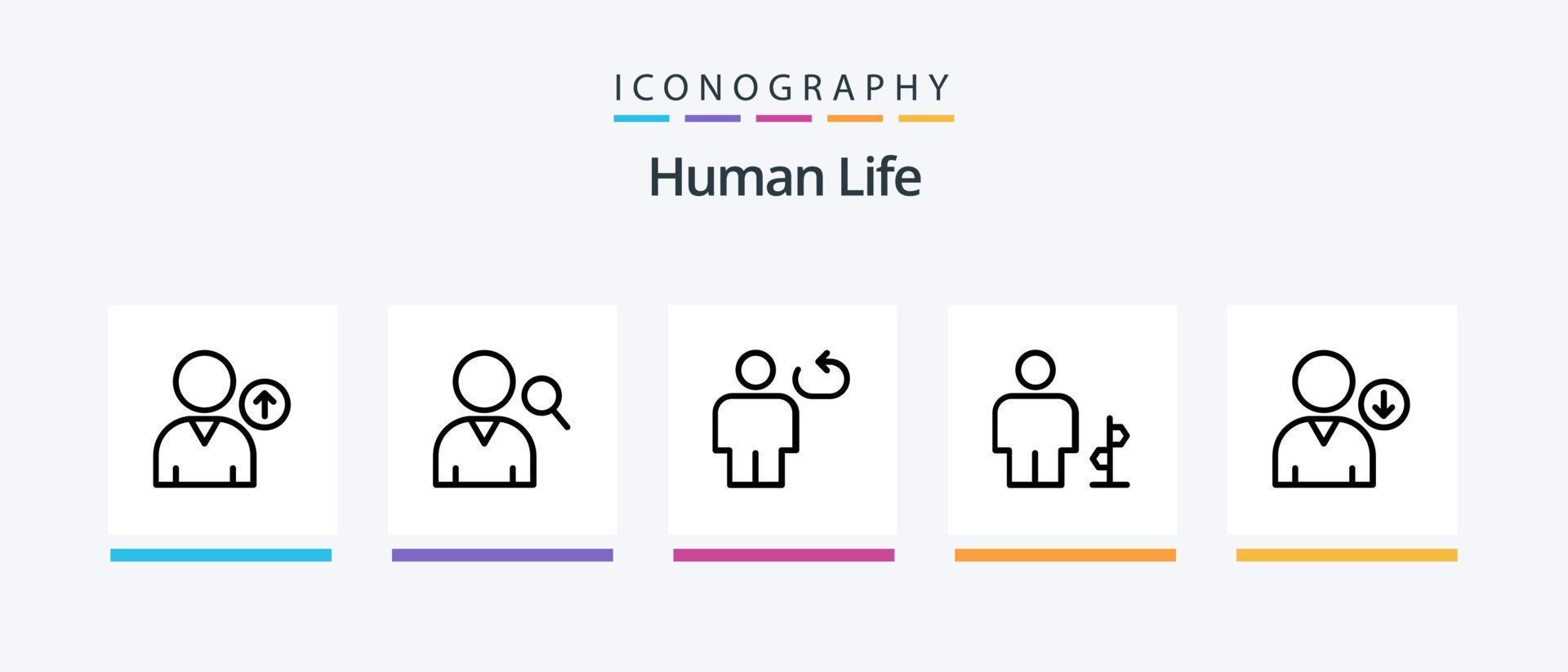 pack d'icônes de la ligne humaine 5, y compris le corps. utilisateur. avatar. serrure. atterrir. conception d'icônes créatives vecteur