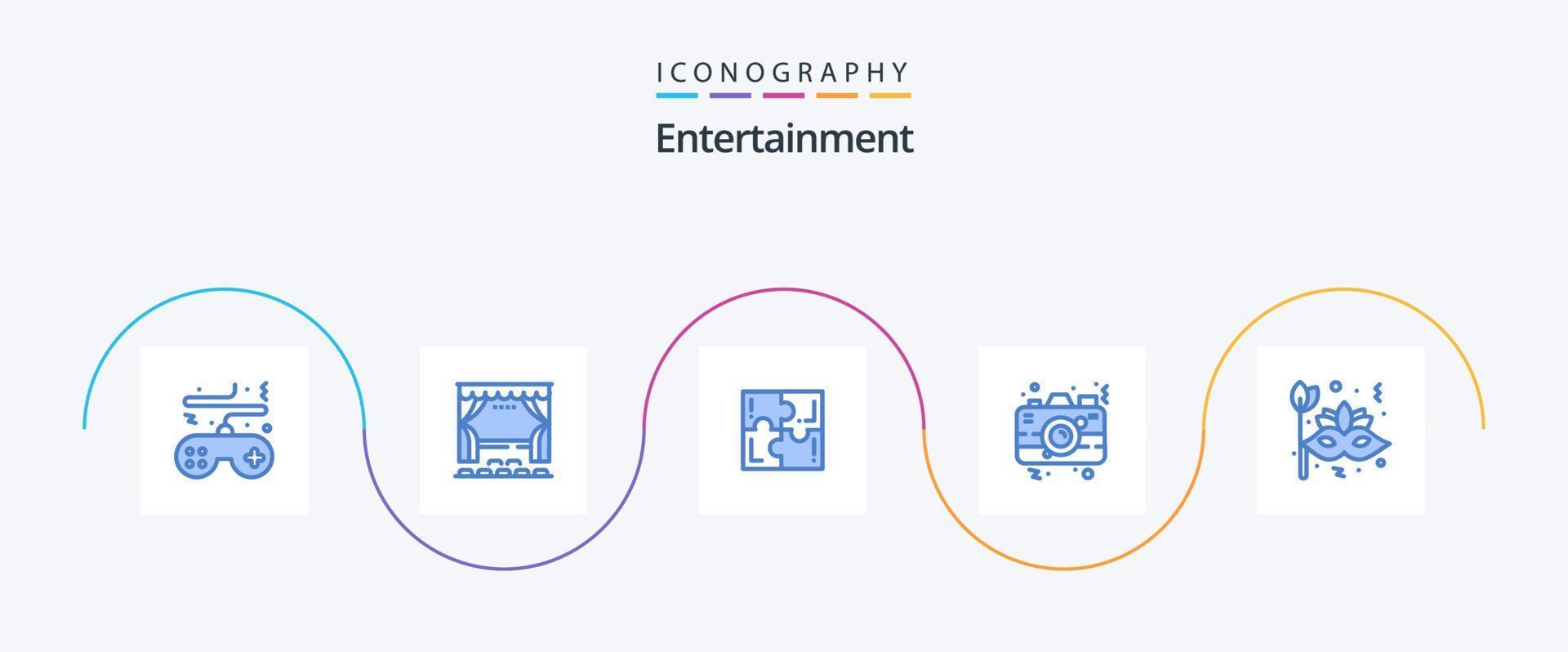 pack d'icônes de divertissement bleu 5 comprenant une photo. caméra. film. résoudre. jouer vecteur