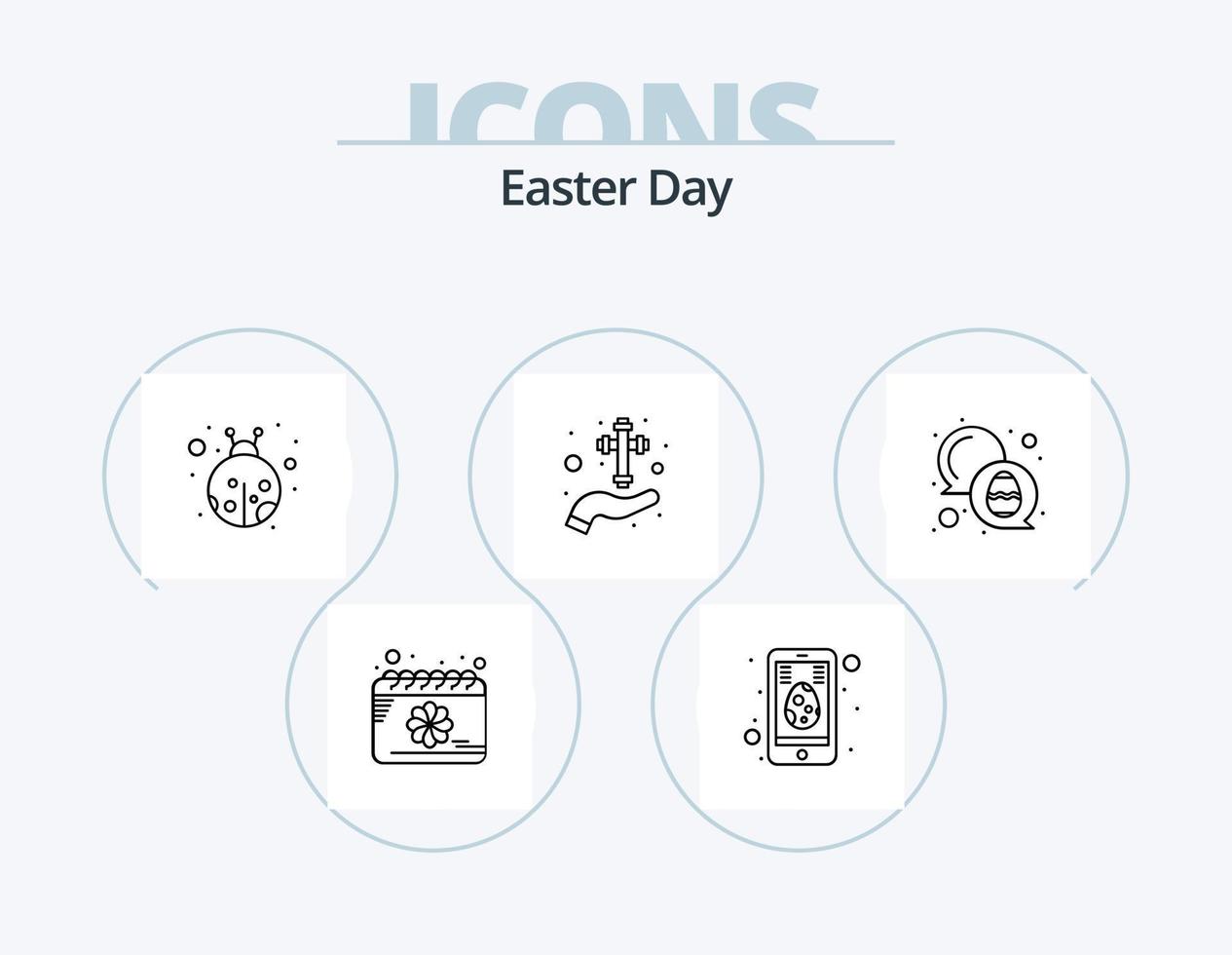pack d'icônes de ligne de pâques 5 conception d'icônes. main. lumière. décoration. printemps. bougies vecteur