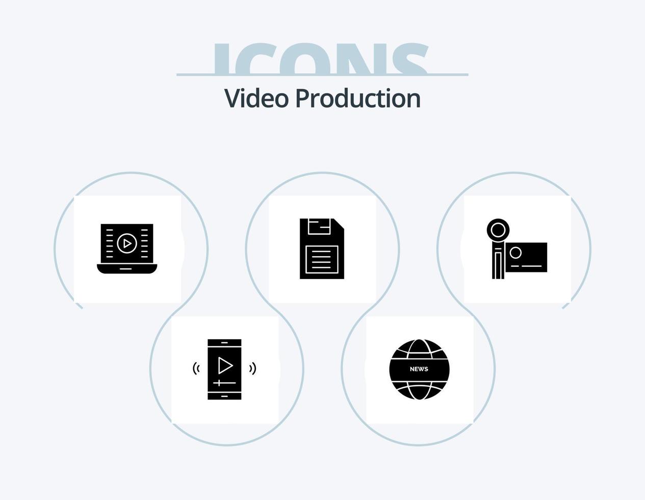 pack d'icônes de glyphe de production vidéo 5 conception d'icônes. carte SD. puce mémoire. carte mémoire. lecture vidéo vecteur