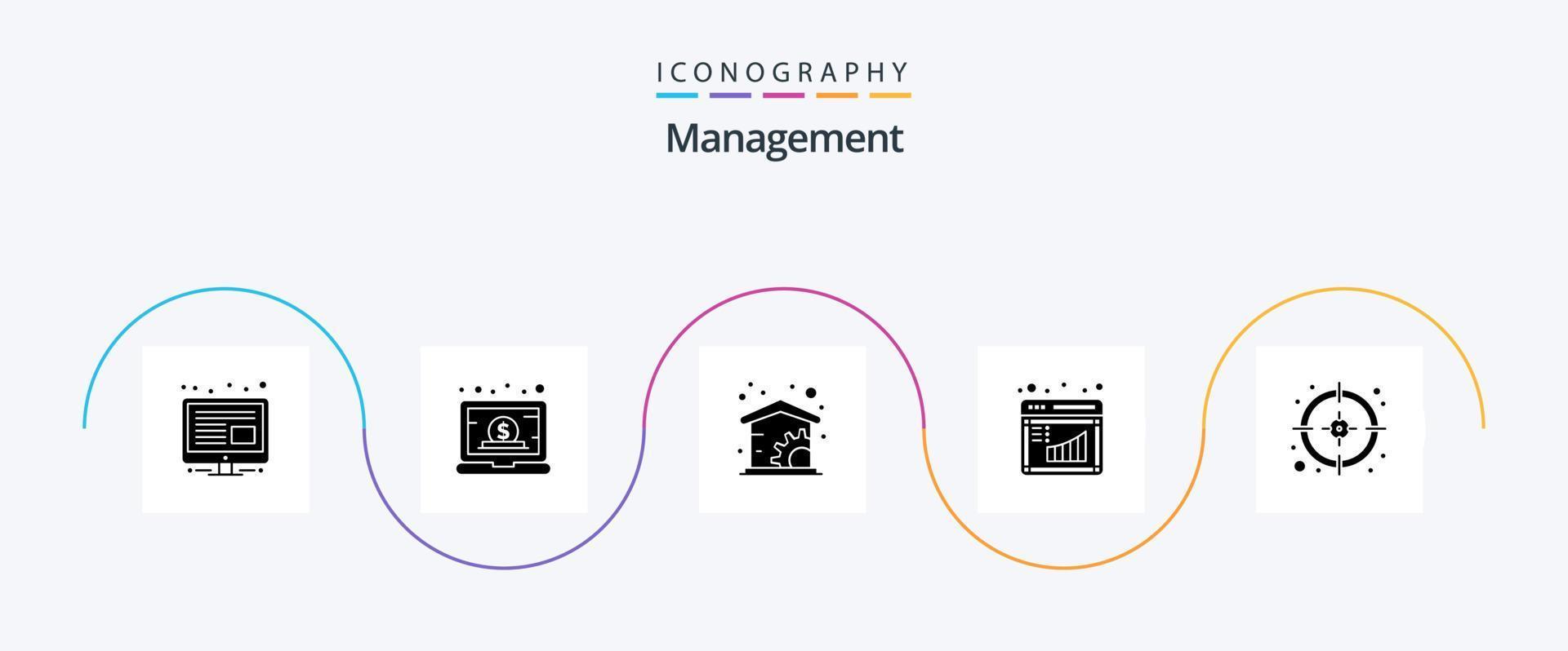 pack d'icônes de glyphe de gestion 5, y compris la cible. entreprise. économie. gestion. entreprise vecteur