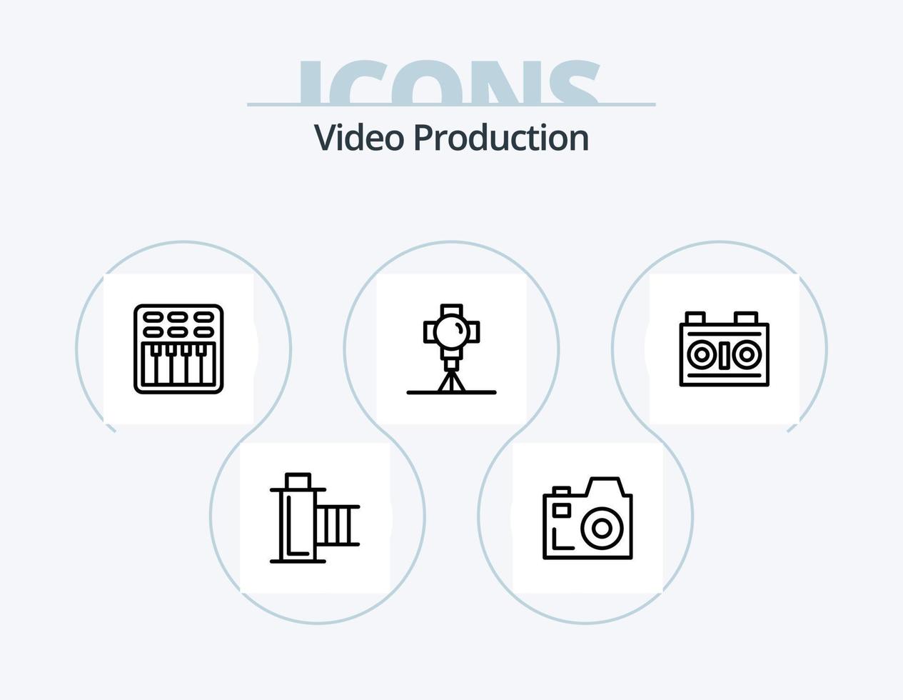 pack d'icônes de ligne de production vidéo 5 conception d'icônes. . film. communication. médias. vidéo vecteur