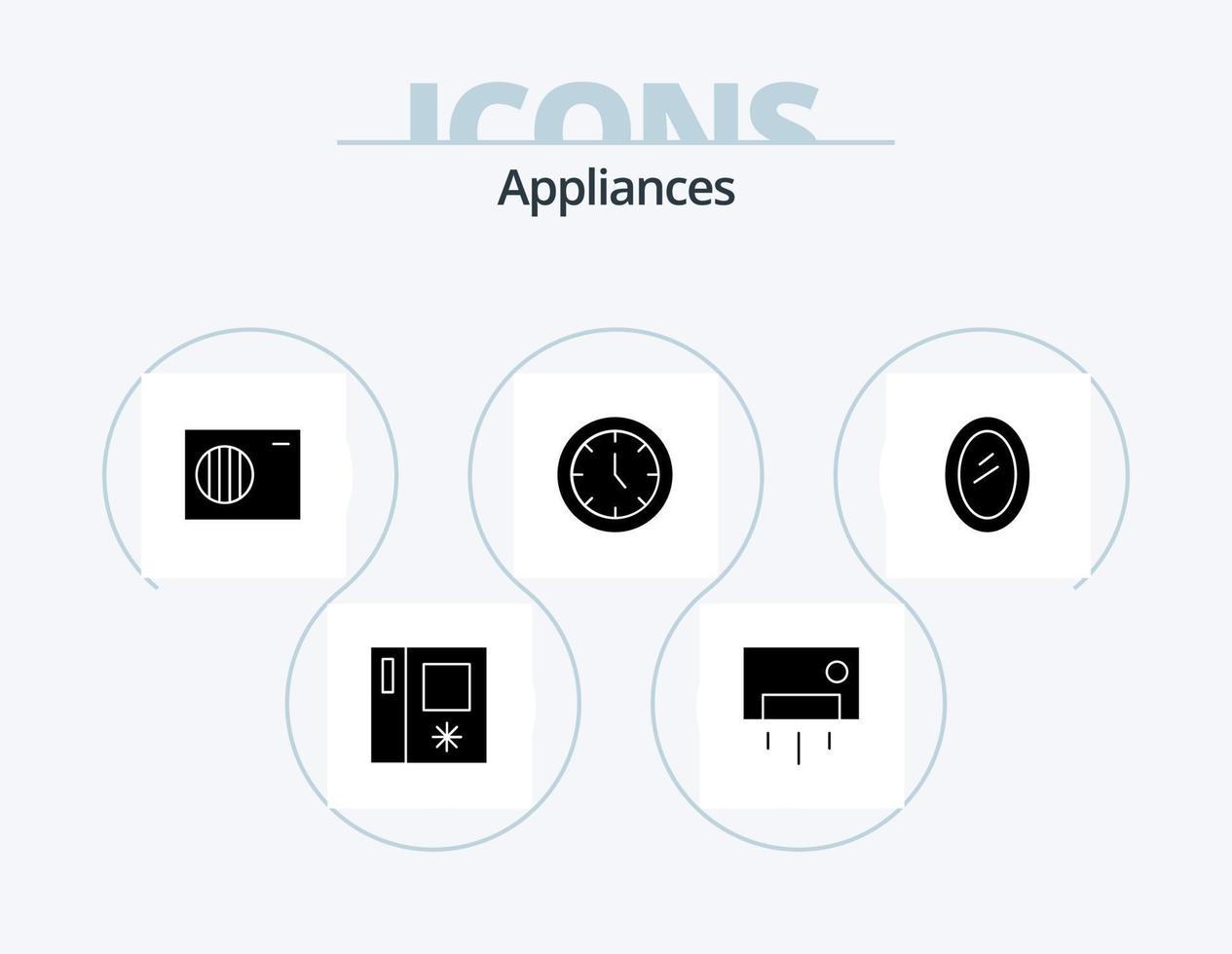 appareils électroménagers glyphe pack d'icônes 5 conception d'icônes. maison. appareils électroménagers. air. temps. meubles vecteur