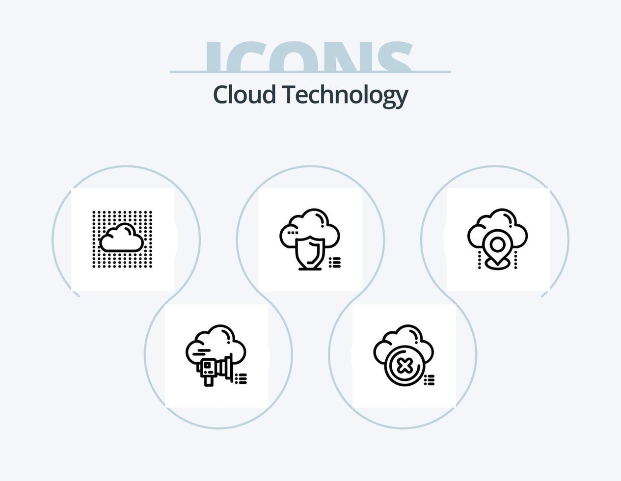 pack d'icônes de ligne de technologie cloud 5 conception d'icônes. données. nuage. connecter. couches. ciel vecteur